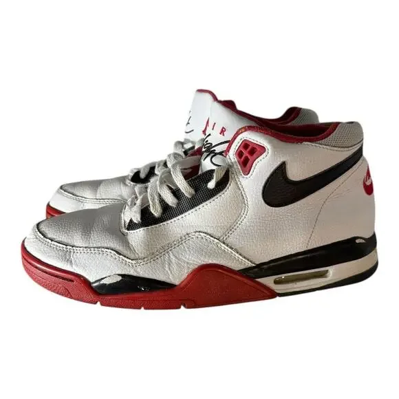 Nike Air Flight Legacy Mens Size 10 White Red Athletic Basketball Shoes Sneakers